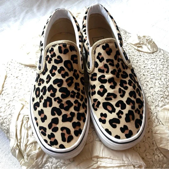 Vans Leopard Print Slip On Black Tan Casual Classic Slip On Shoes Size 9 - Picture 4 of 16
